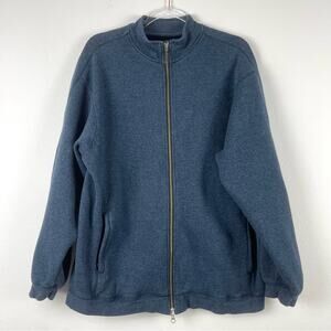 Geoffrey Beene Full Zip Sweater Jacket w/ Pockets Heavy Blue Ribbed Knit - Large